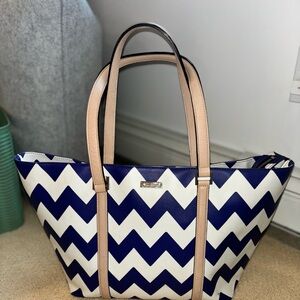Kate Spade Blue and White Chevron Tote